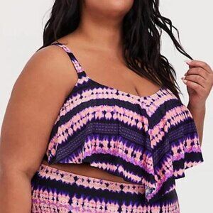 Torrid Purple Tie-Dye Bikini Top Black Wireless Plus Size Galaxy Swimsuit 2X XXL